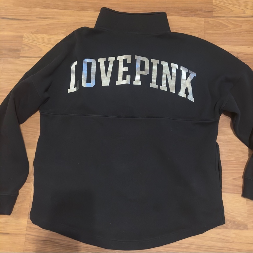 PINK Victoria's Secret Women’s Black Quarter-Zip Sweatshirt - Picture 5 of 6